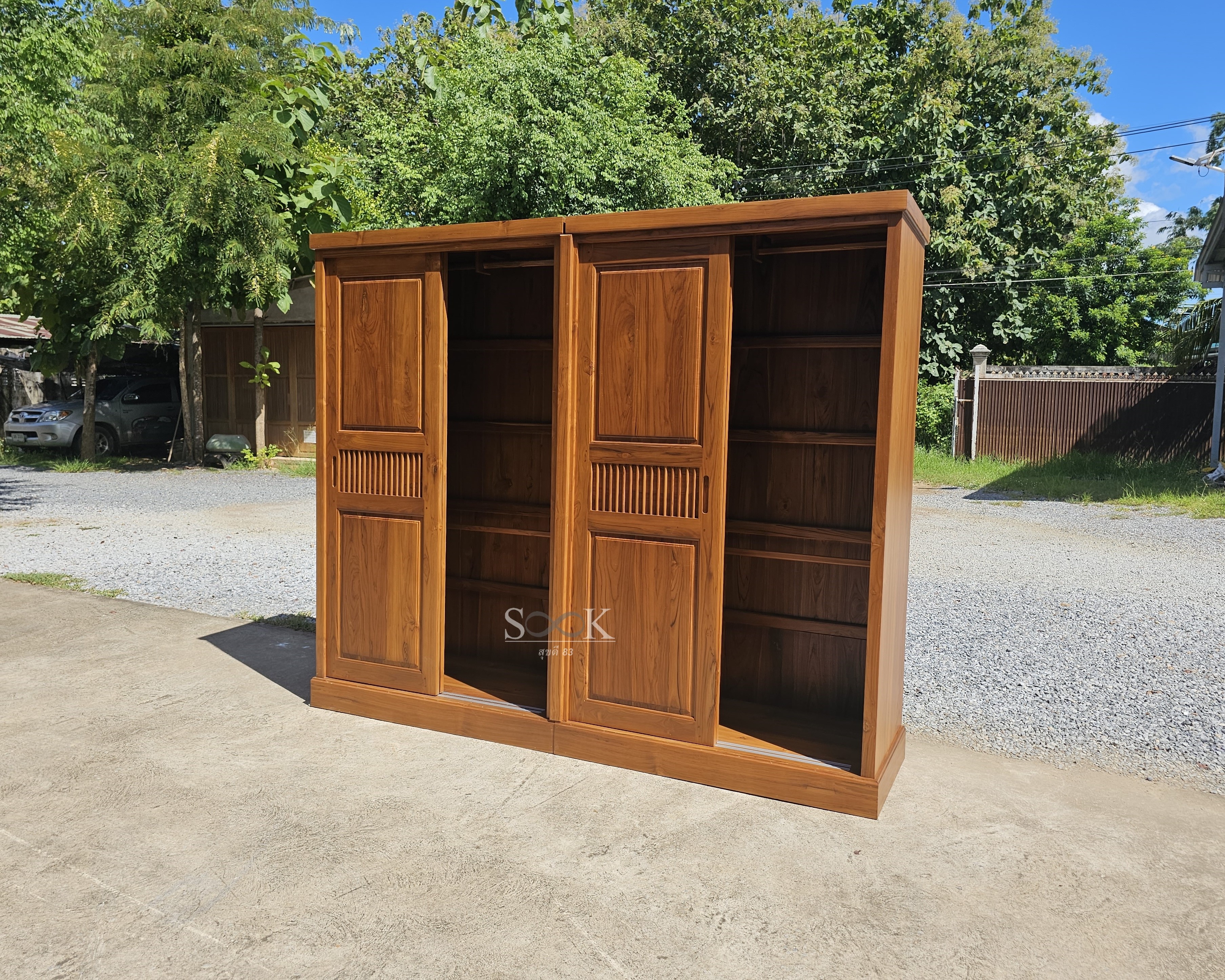 ตู้เสื้อผ้าประกบบานสไลด์ สูง 2 ม. แบบราวแขวน