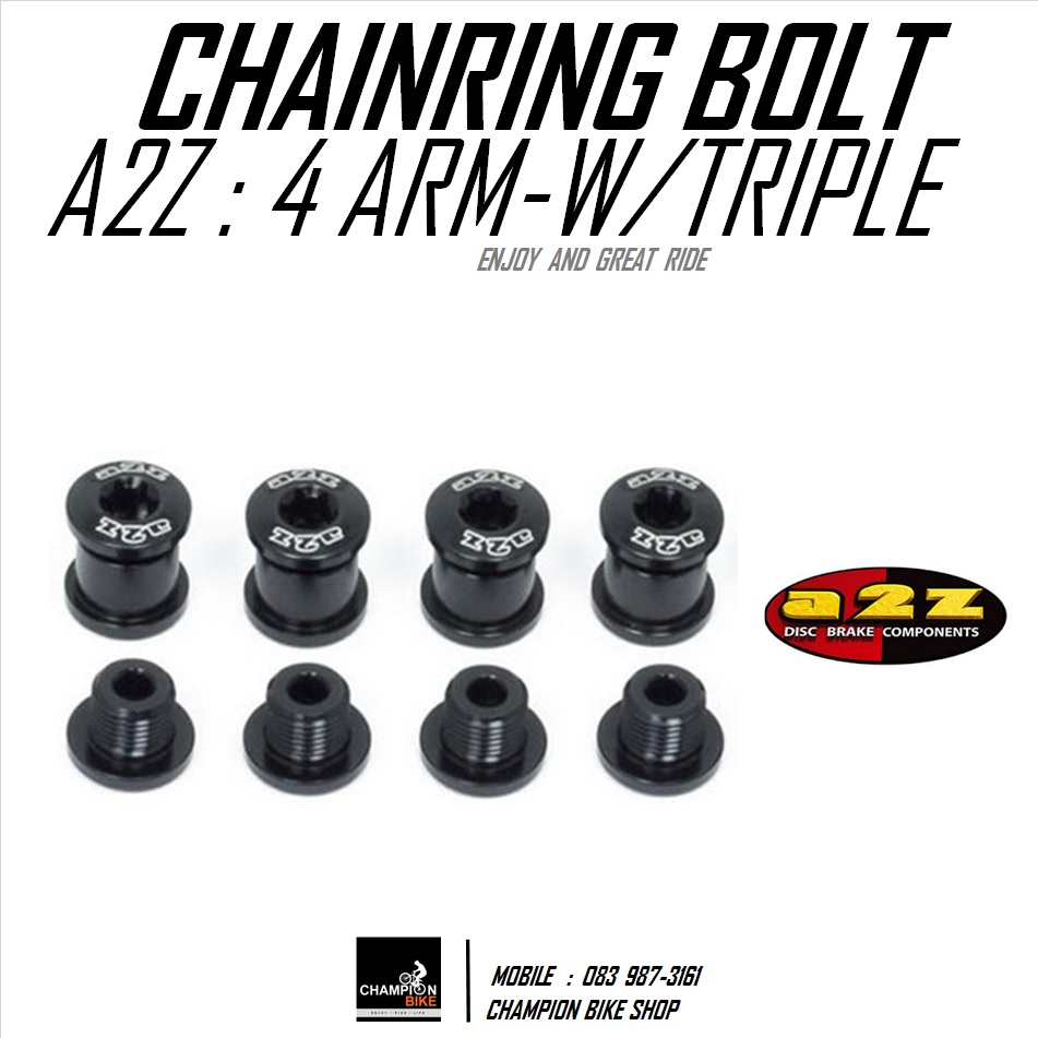 น็อตยึดใบจาน สีดำ A2Z : CHAINRING BOLT SET BLACK COLOR (4 ARM CRANK W/TRIPLE)