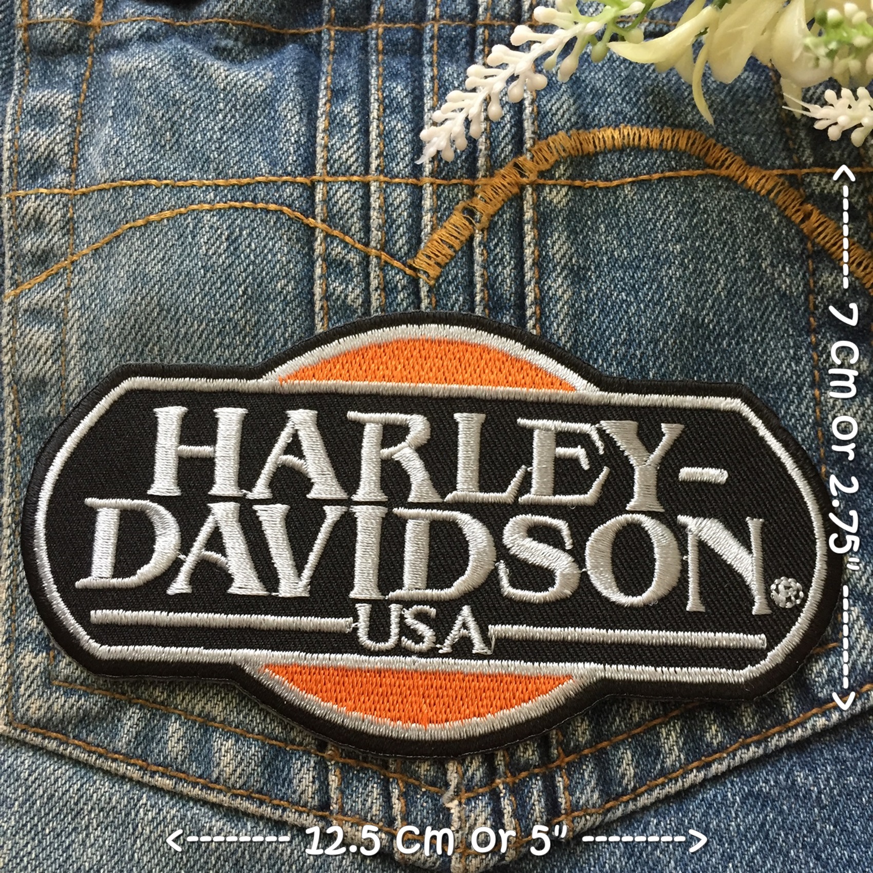 Harley ตัวรีดติดเสื้อ อาร์มรีด อาร์มปัก ตกแต่งเสื้อผ้า หมวก กระเป๋า แจ๊คเก็ตยีนส์ Racing Embroidered Iron on Patch