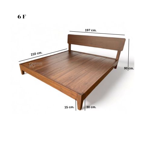 เตียงไม้สักมินิมอล 6ฟุต สีวอลนัท