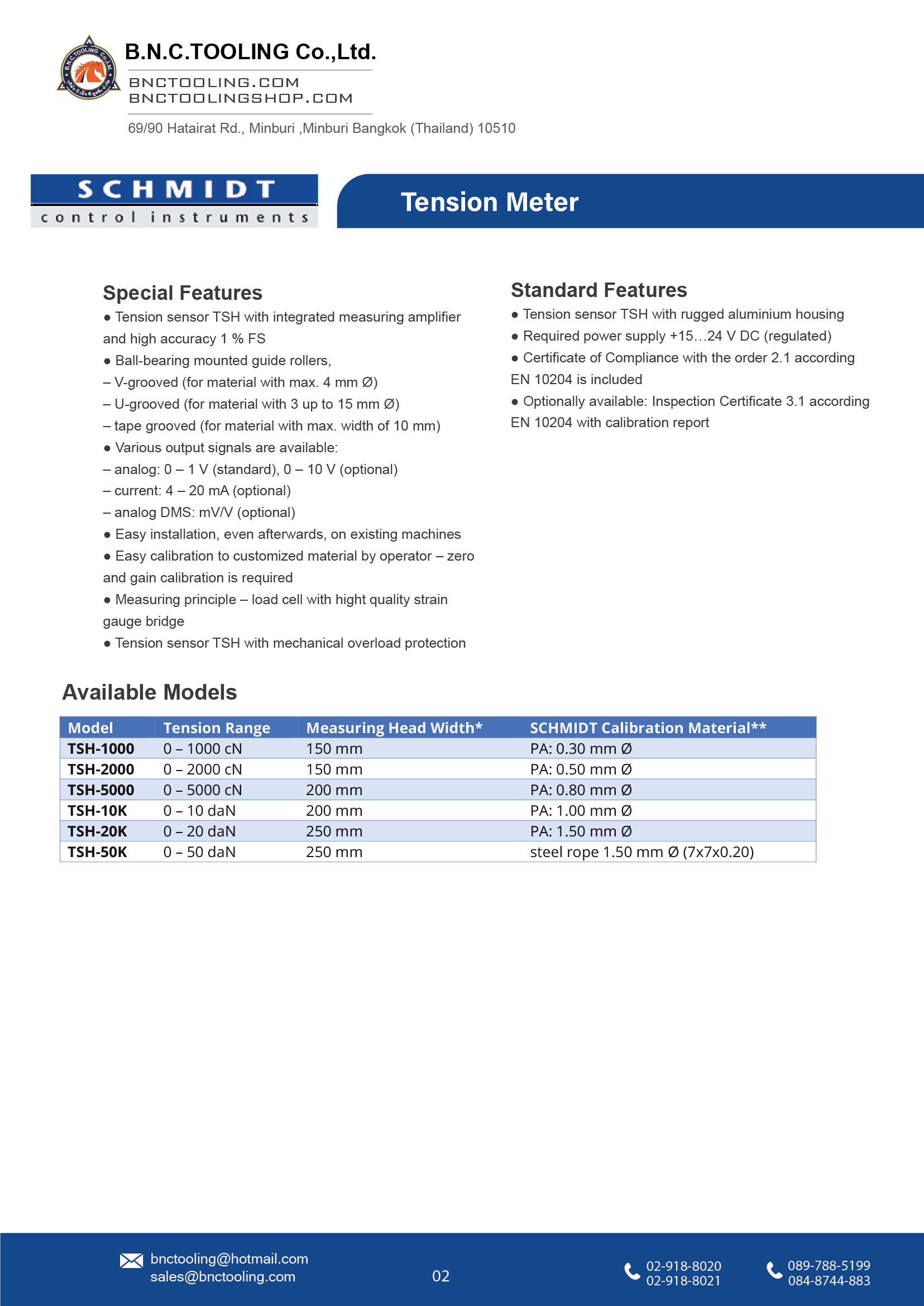 SCHMIDT,6 Tension ranges available from 0 - 1000 cN up to 0 - 50.00 daN,TSH