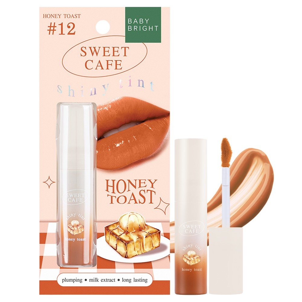 Baby Bright Sweet Cafe Shiny Tint #12 HONEY TOAST 2.8g เบบี้ไบร์ท สวีทคาเฟ่ไชน์นี่ทินท์ 2.8g. ลิปทินท์เนื้อเจล ติ้นทาปาก สีชัด บางเบาไม่ตกร่อง สี 12 ฮันนี่โทสต์