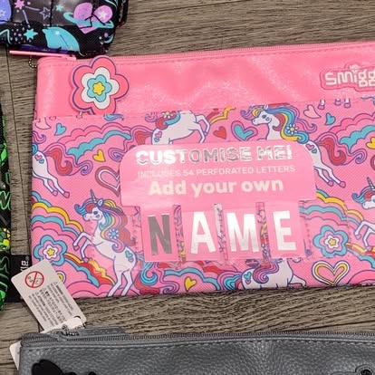 กระเป๋าดินสอ 2 ซิปมีช่องใส่ชื่อ Smiggle id allround pencilcase- ชมพู ยูนิ