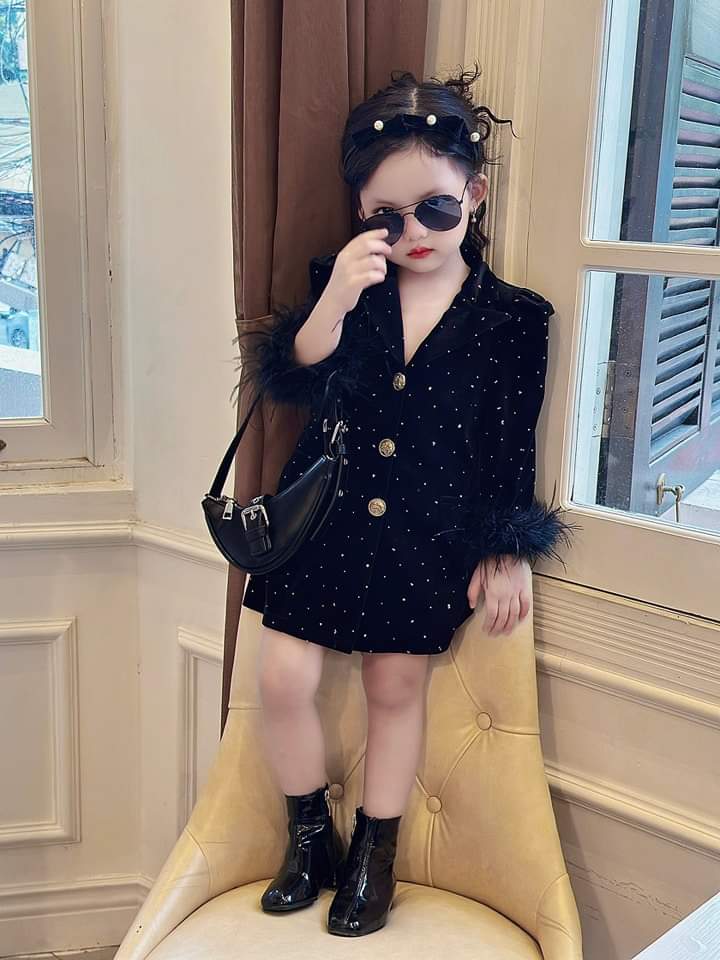 💜พร้อมส่ง💜ชุดเด็กผู้หญิง/M10.19-กำมะหยี่เพชรพรีเมี่ยม