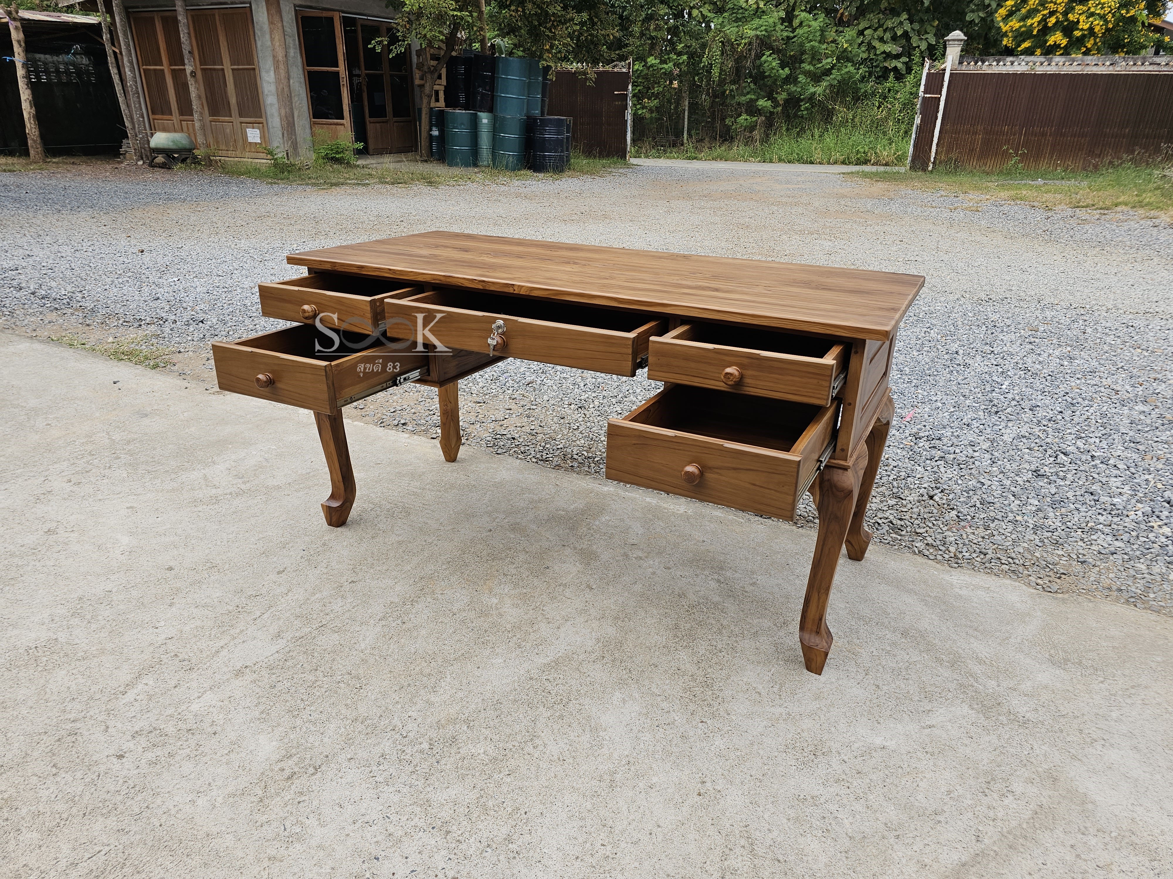 โต๊ะทำงานขาหลุยส์ 5 ลิ้นชัก