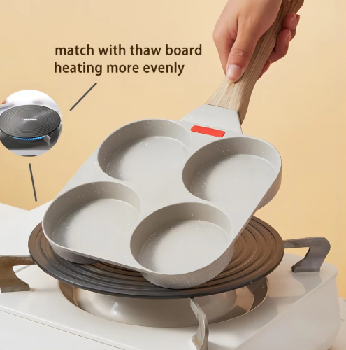 กระทะเคลือบ 4 หลุม มีด้ามจับถนัดมือ