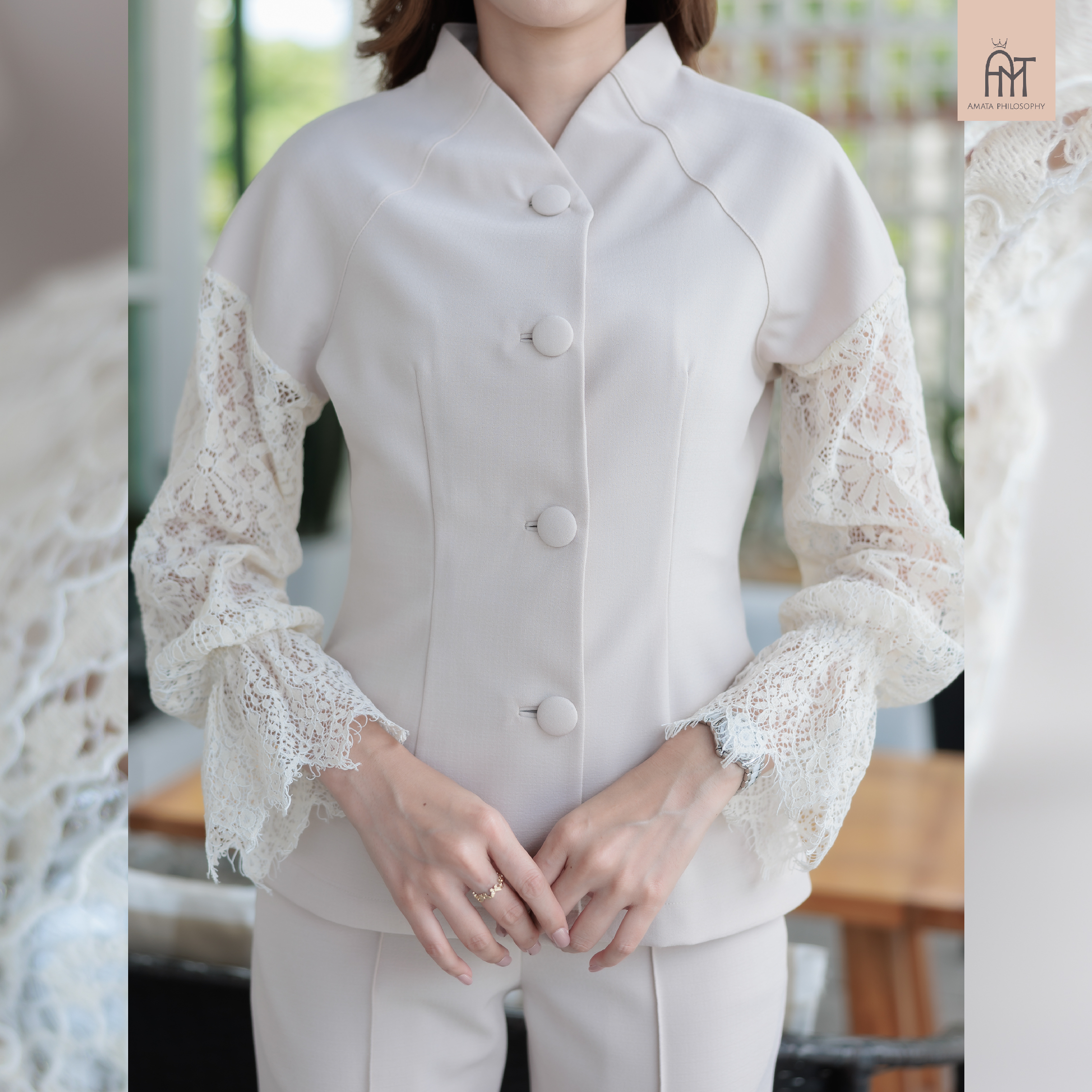 AMATA เสื้อ BOARDWAY สีครีมเบจ