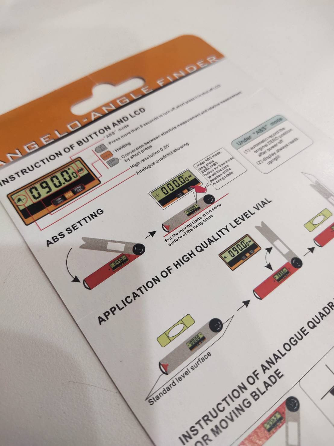 ใบวัดมุมดิจิตอล,Angle Finder, Digital Angle Finder Gauge Protractor Meter Bubble Spirit Level 360 degree,Digital Protractor,