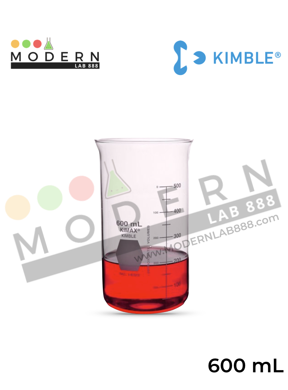 600ml. บีกเกอร์ทรงสูง "แบบไม่มีปาก" / 600ml. Tall Form Berzelius Beakers without Spout