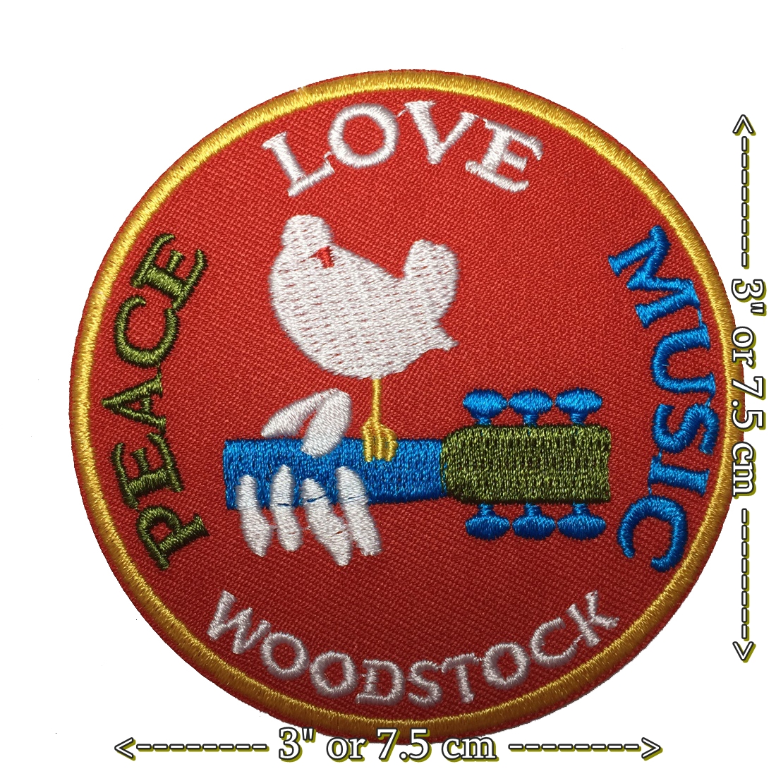 Woodstock ดนตรี สันติภาพ ตัวรีดติดเสื้อ อาร์มรีด อาร์มปัก ตกแต่งเสื้อผ้า หมวก กระเป๋า แจ๊คเก็ตยีนส์ Hipster Embroidered Iron on Patch