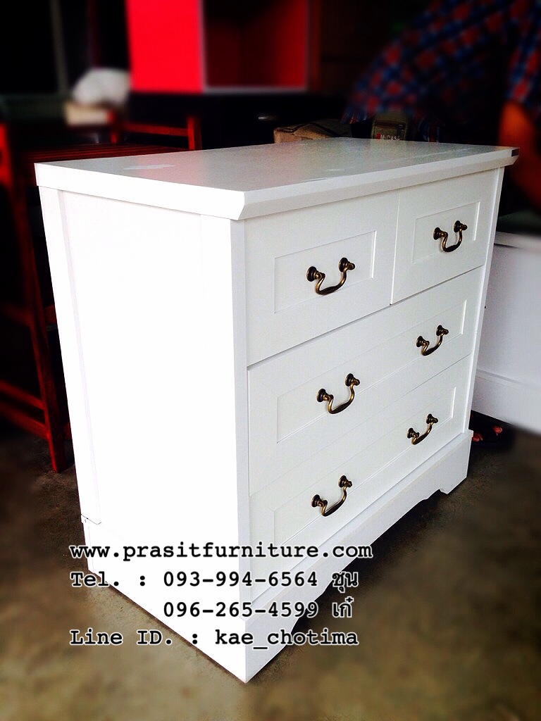 ตู้ลิ้นชัก สไตล์วินเทจ สีขาว DW-8001