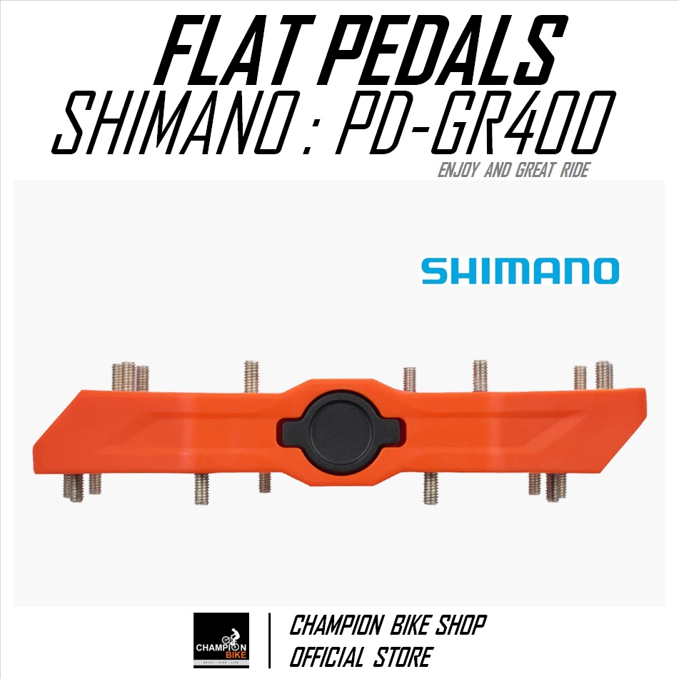 บันไดเสือภูเขา บันไดทัวร์ริ่ง บันไดซิตี้ไบค์ SHIMANO : PD-GR400 AM TL MTB FLAT PEDALS สีส้ม