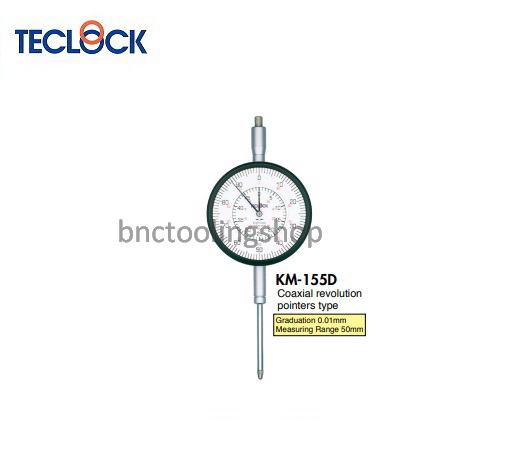 ไดอัลเกจแกนวัดยาวความละเอียด 0.01มิล,Long Stroke Dial Indicator Graduation 0.01mm,TECLOCK,KM-155D