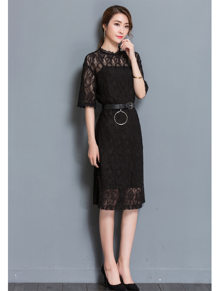 ชุดเดรสผ้าลูกไม้สีดำ ส่งฟรี ems