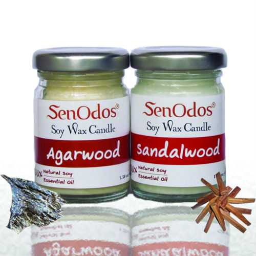 SenOdos ชุดของขวัญ ชุดกิ๊ฟเซ็ท Gift Set เทียนหอมอโรม่า ชุด กลิ่นหอมไม้หอมล้ำค่า Luxurious Woodsy Set 45g x2กลิ่น (กลิ่นไม้กฤษณา, กลิ่นไม้หอมแก่นจันทร์) บรรจุในกล่องไม้สน รูปทรงเหลี่ยม สวยงาม คุณภาพดี นำเข้าจากนิวซีแลนด์