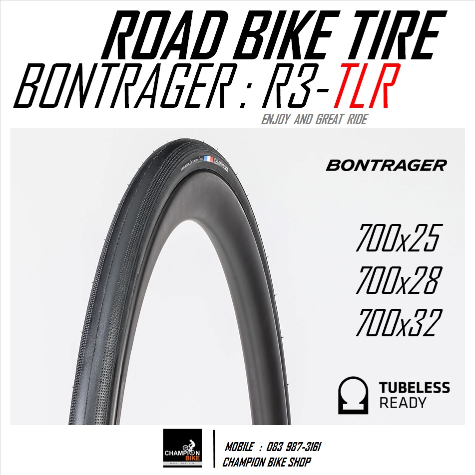 ยางเสือหมอบ BONTRAGER : R3 TLR-HCL ROAD BIKE TUBELESS TIRE - สีดำ