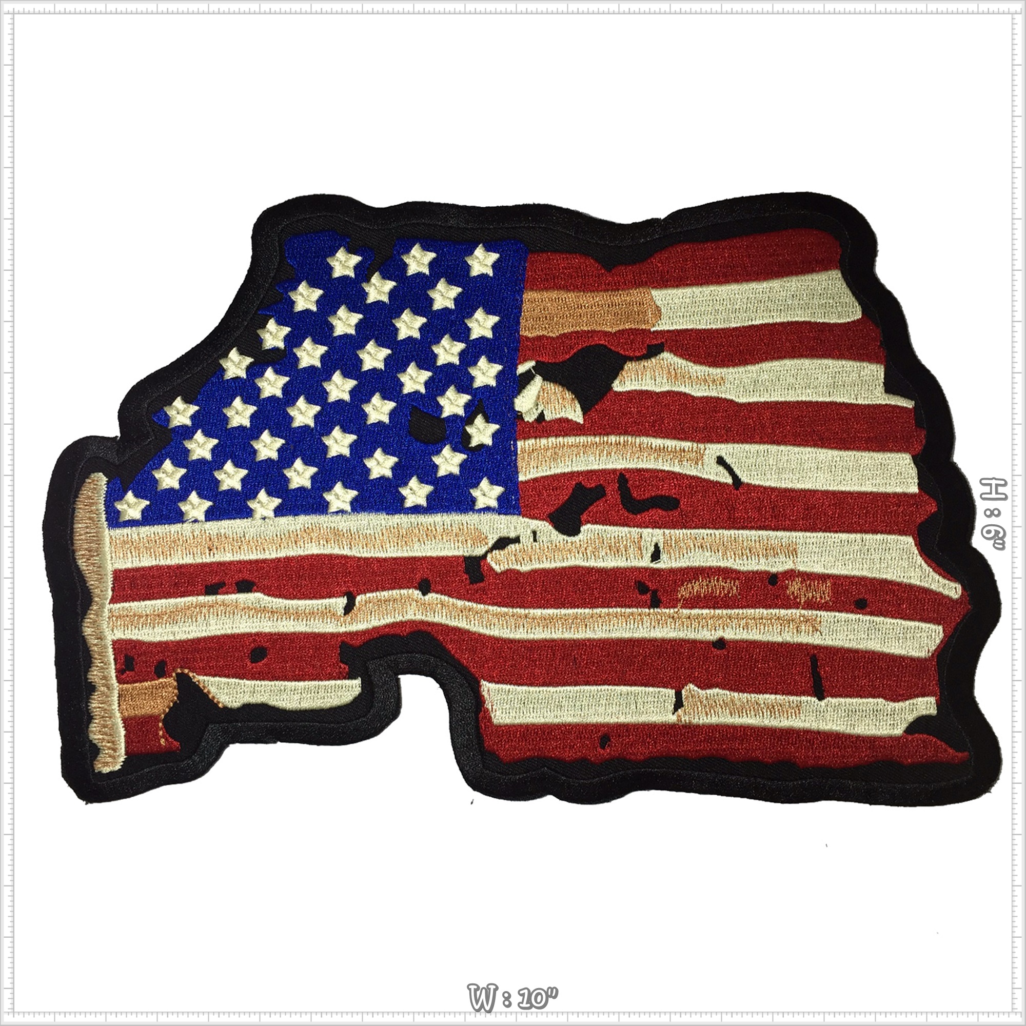 ธงอเมริกา วินเทจ ตัวรีดติดเสื้อ อาร์มรีด อาร์มปัก ตกแต่งเสื้อผ้า หมวก กระเป๋า แจ๊คเก็ตยีนส์ Embroidered Iron on Patch ขนาดใหญ่