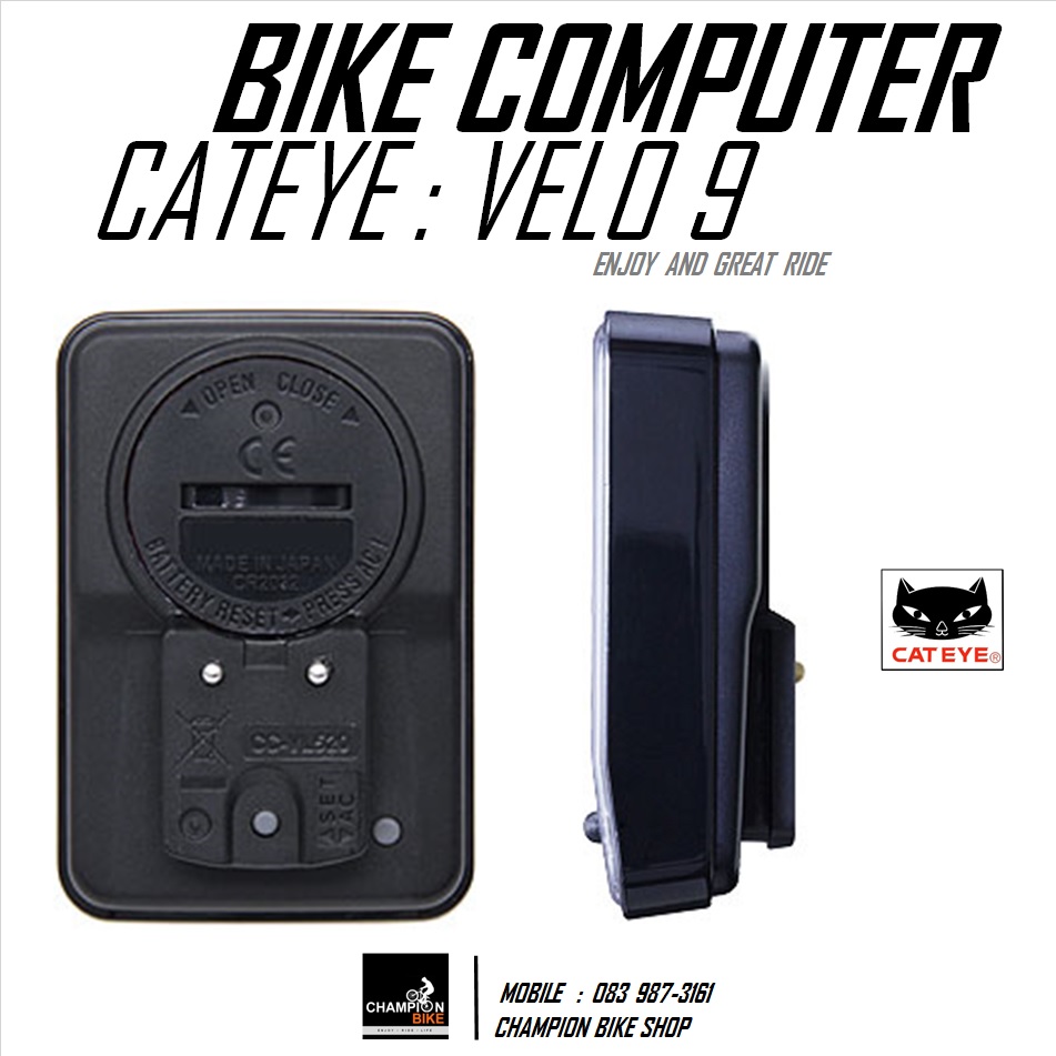 ไมล์วัดวามเร็วจักรยาน CATEYE : VELO 9 BIKE COMPUTER สีดำ
