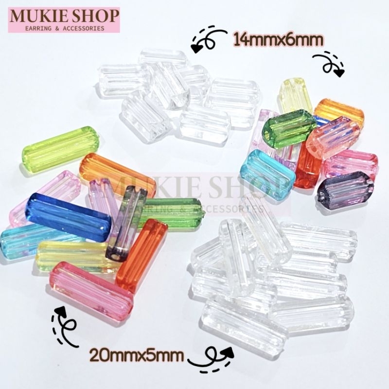 Mukie shop DIY ลูกปัดแท่ง ลูกปัดปล้อง แท่งใส ลูกปัด ทรงยาว มุกี้ ช้อป