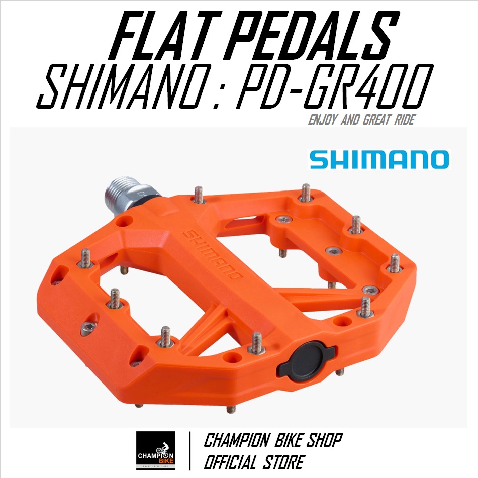 บันไดเสือภูเขา บันไดทัวร์ริ่ง บันไดซิตี้ไบค์ SHIMANO : PD-GR400 AM TL MTB FLAT PEDALS สีส้ม