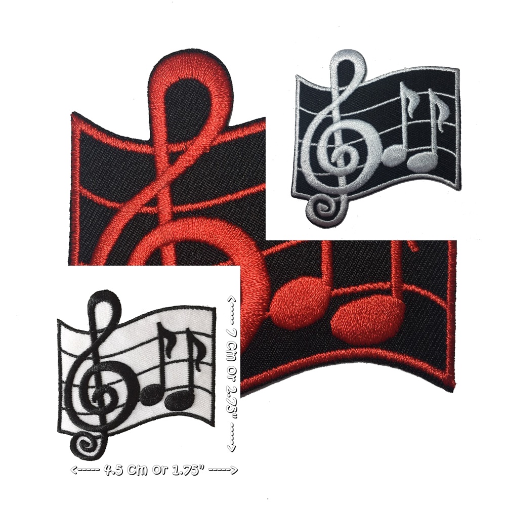 โน้ต ดนตรี ตัวรีดติดเสื้อ อาร์มรีด อาร์มปัก ตกแต่งเสื้อผ้า หมวก กระเป๋า แจ๊คเก็ตยีนส์ Hipster Embroidered Iron on Patch