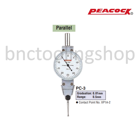 ไดอัลเทสขนาด 0.5มิล ความละเอียด 0.01มิล,Lever Type Dial Test Indicators Pic Test Range 0.5mm Graduation 0.01mm,Peacock,PC-3