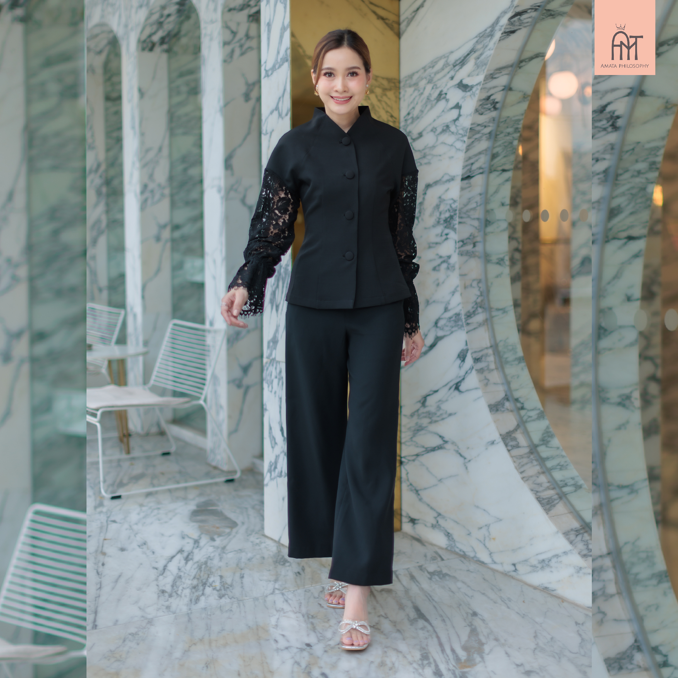 AMATA เสื้อ BOARDWAY สีครีมเบจ