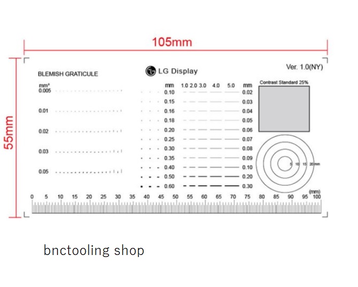 แผ่นใสสำหรับตรวจสอบจุดชิ้นงาน LG, LG High Precision Point Gauge Measuring Tool Microscope Stain Card Micrometer Calibrator Magnifier Area Gauge VER 1.0 (NY)