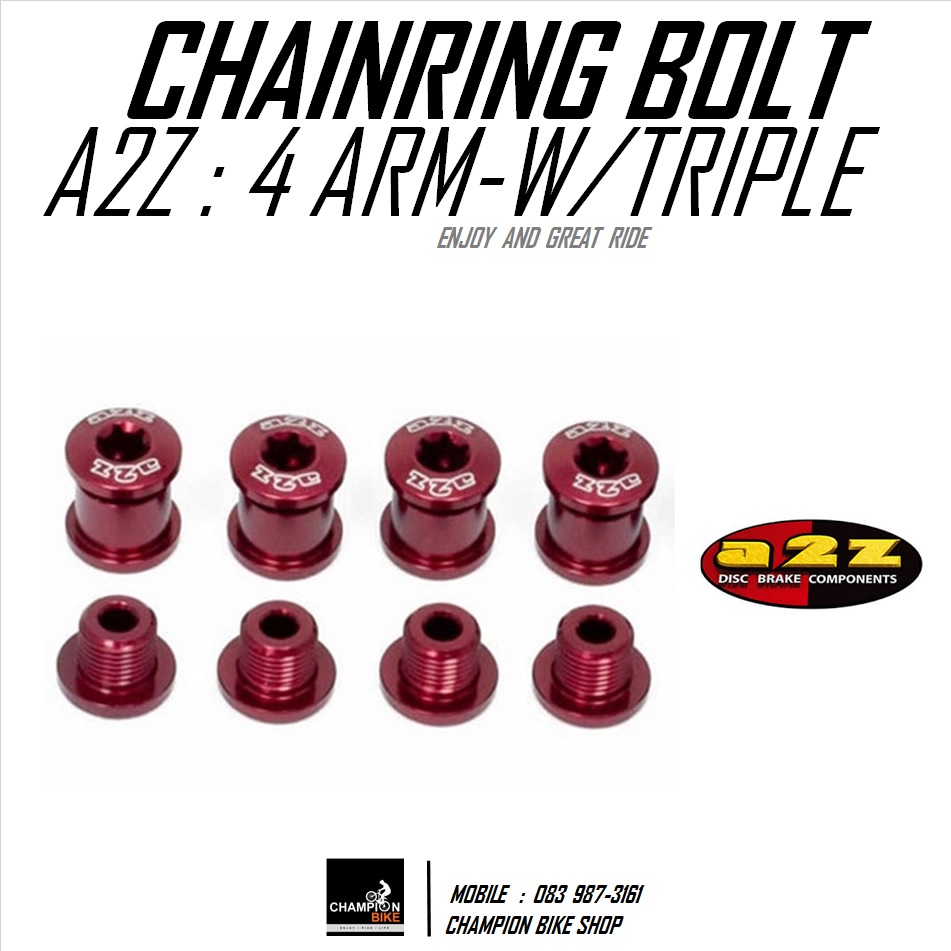 น็อตยึดใบจาน สีแดง A2Z : CHAINRING BOLT SET RED COLOR (4 ARM CRANK W/TRIPLE)