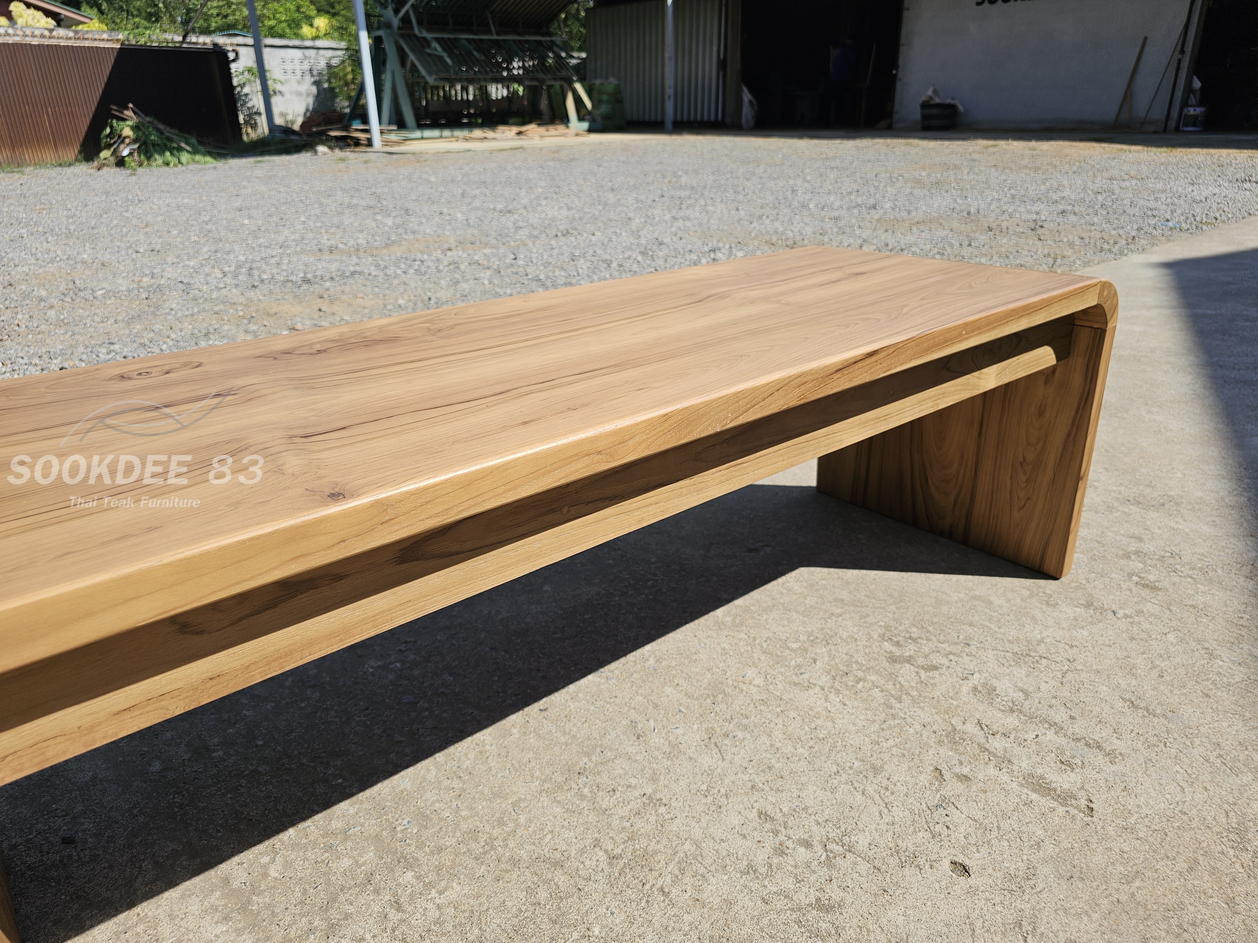 ม้านั่งมุมโค้ง 1.5 ม. (สีสัก)