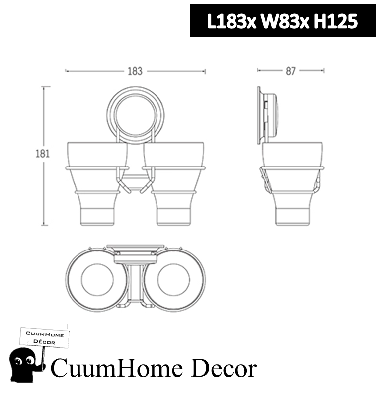 VR-38 ถ้วยวางแปรงแบบ His & Her ไม่ต้องเจาะผนัง