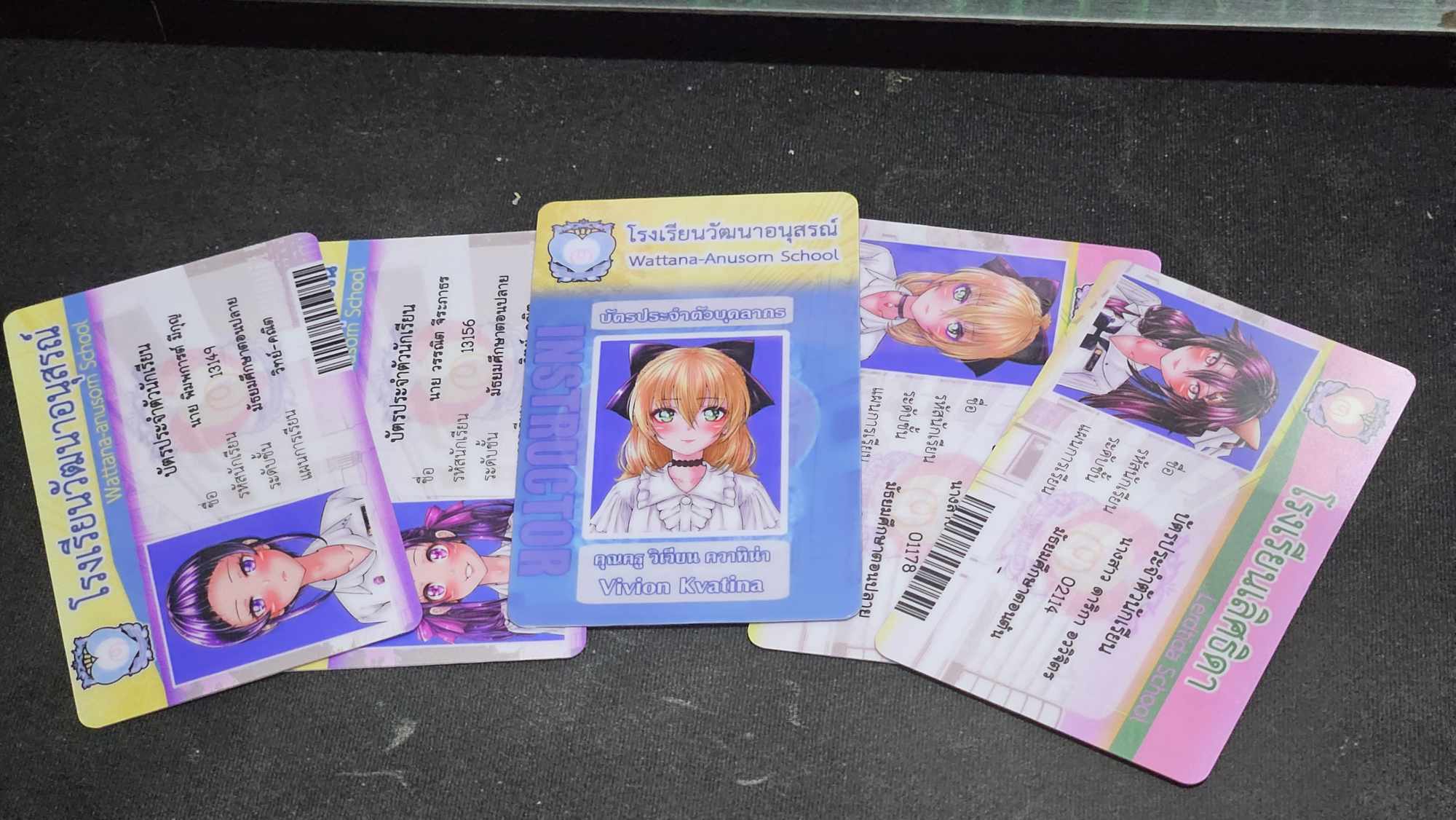 บัตรประจำตัวนักเรียนของตัวละคร (7ใบ)