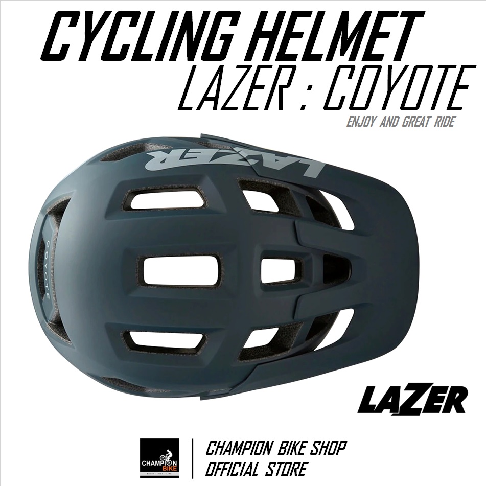 หมวกจักรยาน LAZER : COYOTE MTB BIKE HELMET สีน้ำเงินเข้มด้าน-เทาด้าน