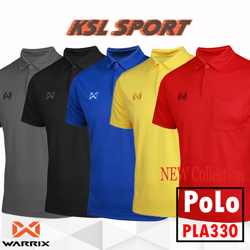 WARRIX เสื้อโปโลรุ่นใหม่วาริกซ์ มีกระเป๋าสีล้วน ผ้านุ่มใส่สบาย WA-PLA330 วอริกซ์ แท้ 100% แดง/ดำ/เทา/น้ำเงิน/เหลือง
