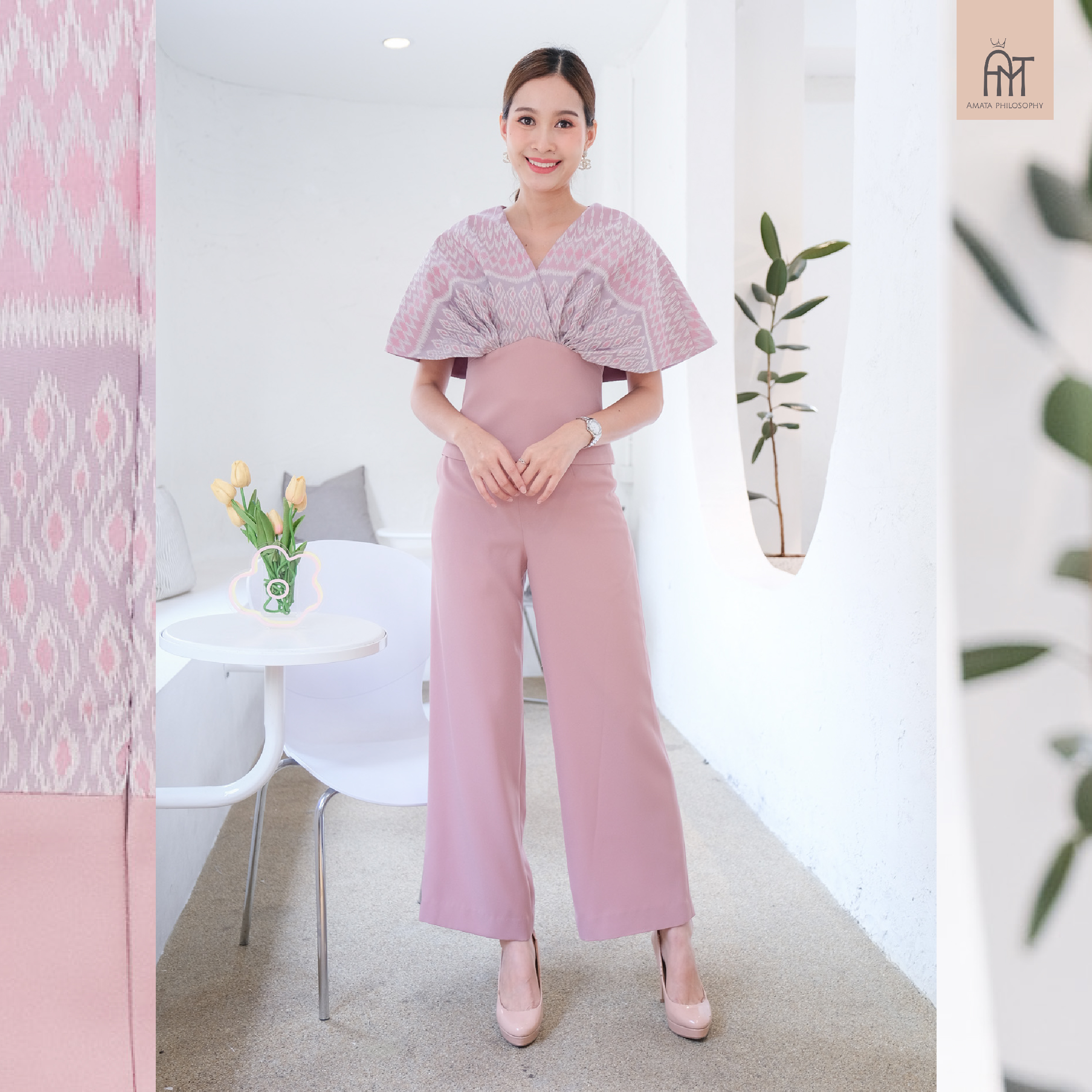 AMATA กางเกง CLASSIC FAIR ชมพู น้ำเงิน ขาว