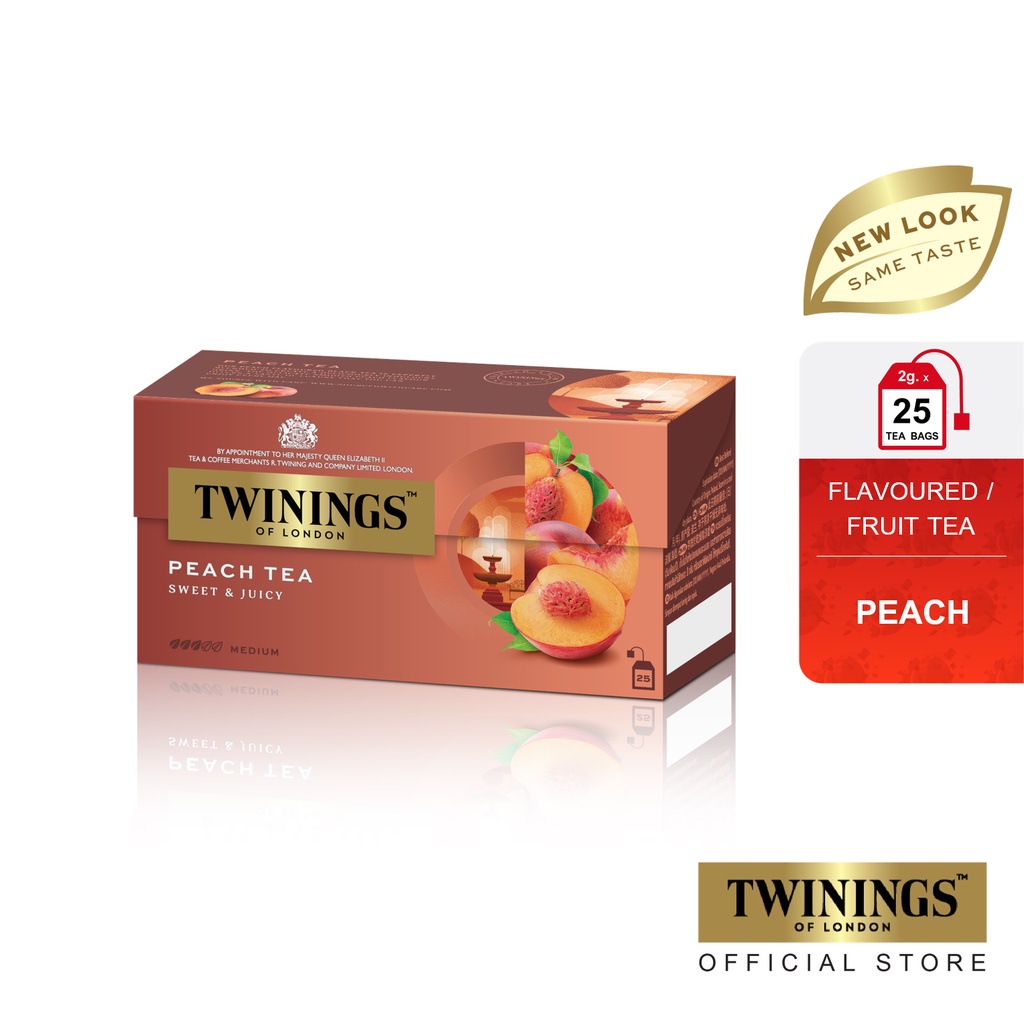 Twinings Peach Flavoured Tea ทไวนิงส์ ชาแต่งกลิ่น รสพีช ชนิดซอง 2 กรัม แพ็ค 25 ซอง