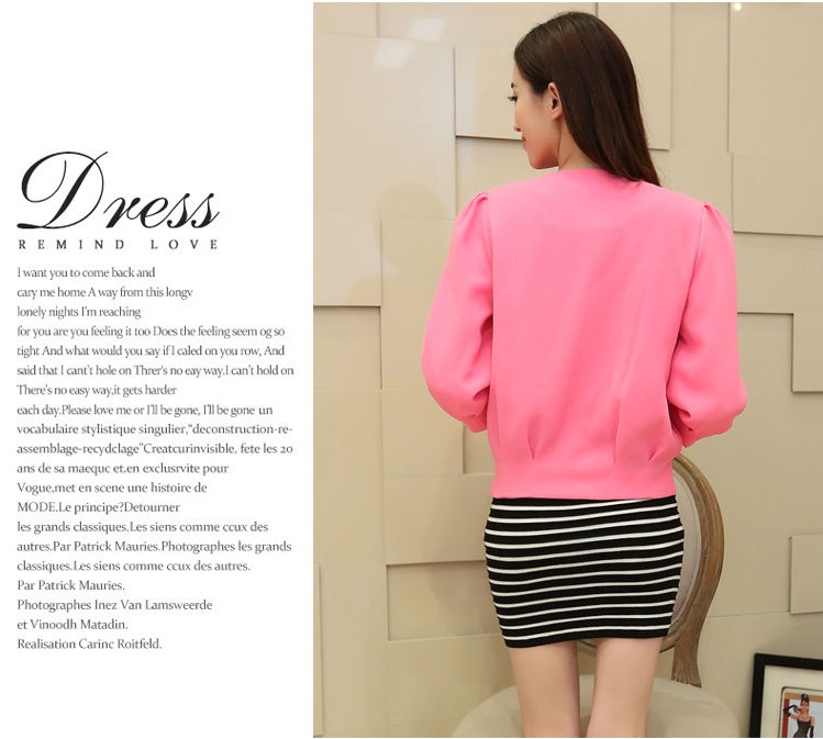 เสื้อคลุมผ้าคอตตอนผสมเนื้อดีสีชมพู แขนยาว ส่งฟรี ems