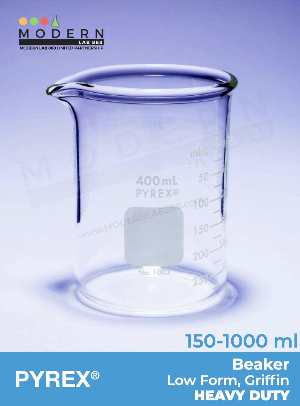 บีกเกอร์ทรงเตี้ยแบบหนา / Beaker, Low Form, Griffin, Heavy Duty, PYREX