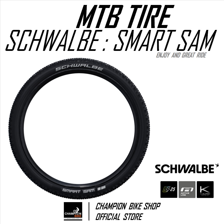 ยางเสือภูเขา29x2.10 SCHWALBE : SMART SAM 29x2.10 (54-622) MTB TIRE ขอบลวด มีกันหนาม