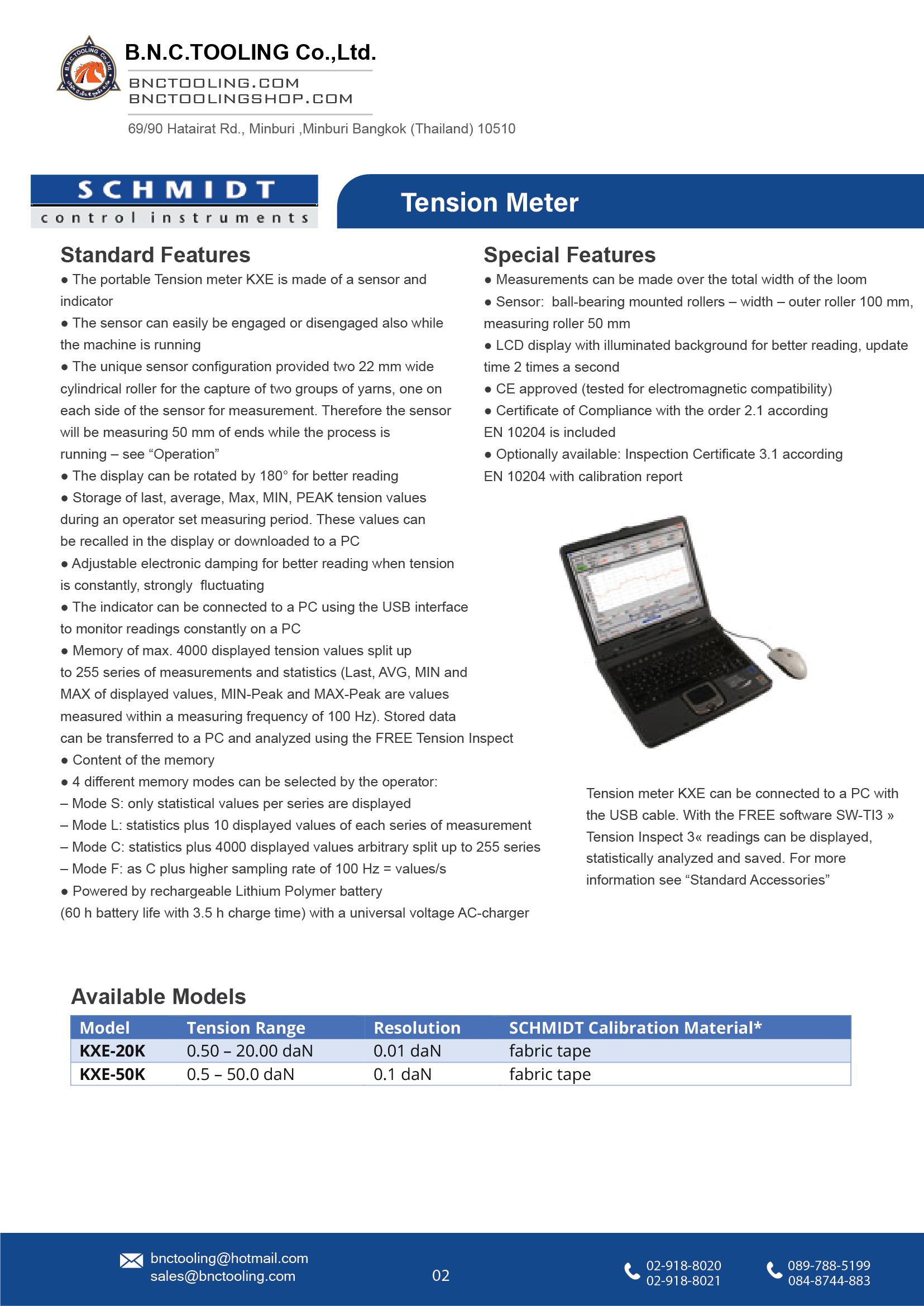 SCHMIDT,2 Tension ranges available 0.50 - 20.00 daN and to 0.5 - 50.0 daN,KXE