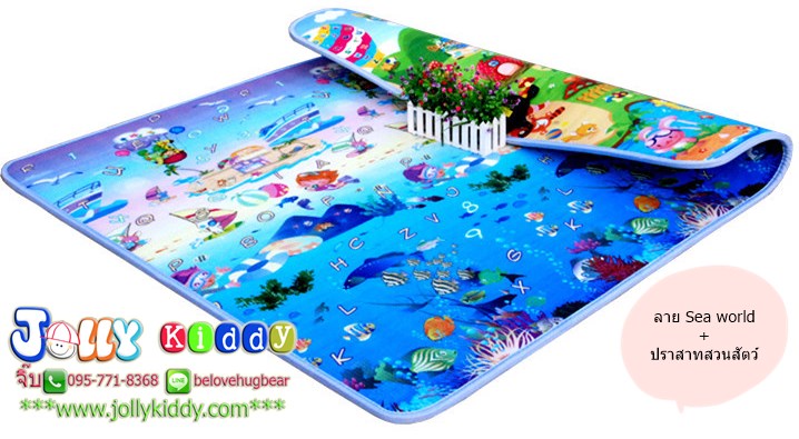 TP123052 แผ่นรองคลานสำหรับเด็ก คุณภาพดีเย็บขอบลายการ์ตูนสองด้าน