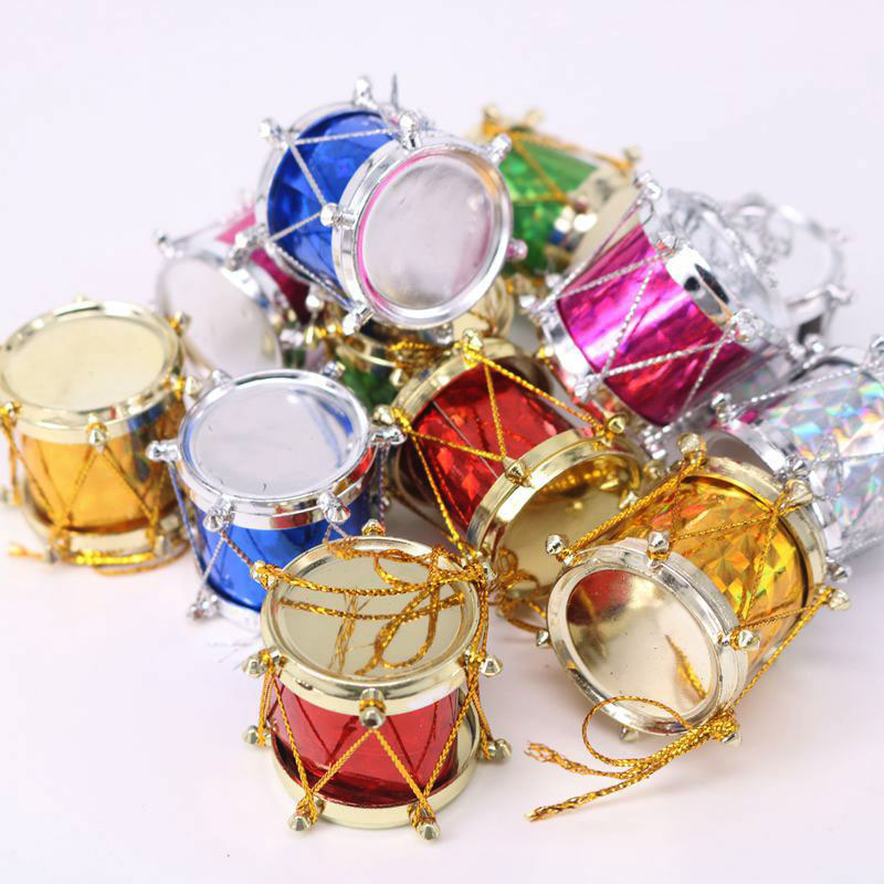 กลองคละสี 3cm (12 ชิ้น) กลองโคมต้นคริสต์มาส ของตกแต่งสำหรับแขวนเครื่องประดับ Christmas tree decoration drum