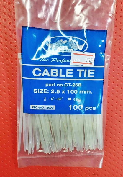 เคเบิ้ลทาย Cable Tie 100 mm.(2.5")สีขาว