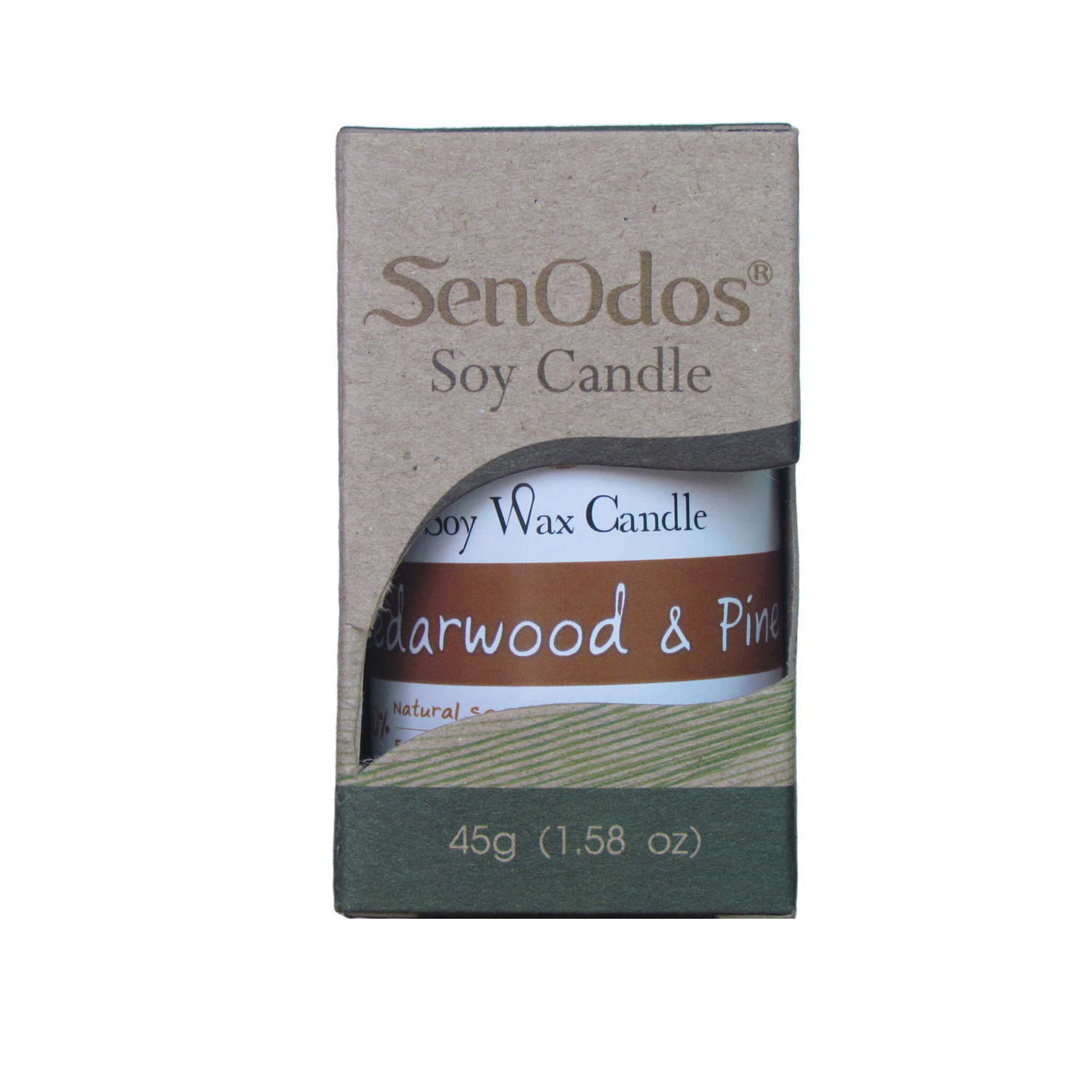 SenOdos เทียนหอม อโรม่า เทียนหอมสปา Cedarwood + Pine Scented Soy Candle Aroma 45 g - กลิ่นซีดาร์วูด + ไพน