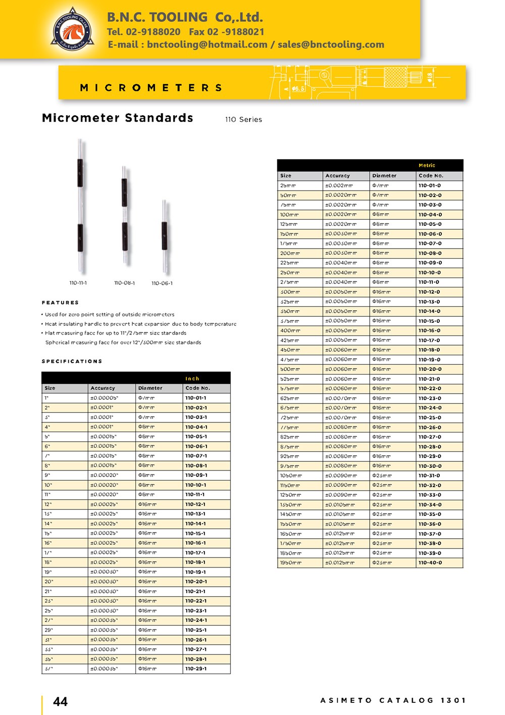 ASIMETO,P44,Micrometer Standards,110-01-0