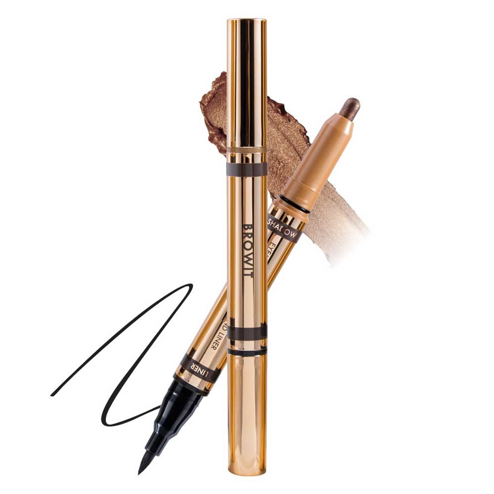 Browit byNongChat Eyemazing Shadow and Liner 0.60G+0.85ML #DRAMA BROWN บราวอิท น้องฉัตร อายเมซิ่งแชโดว์แอนด์ไลน์เนอร์ 0.60G+0.85ML อายแชโดว์พร้อมอายไลน์เนอร์ในแท่งดียว สี DRAMA BROWN