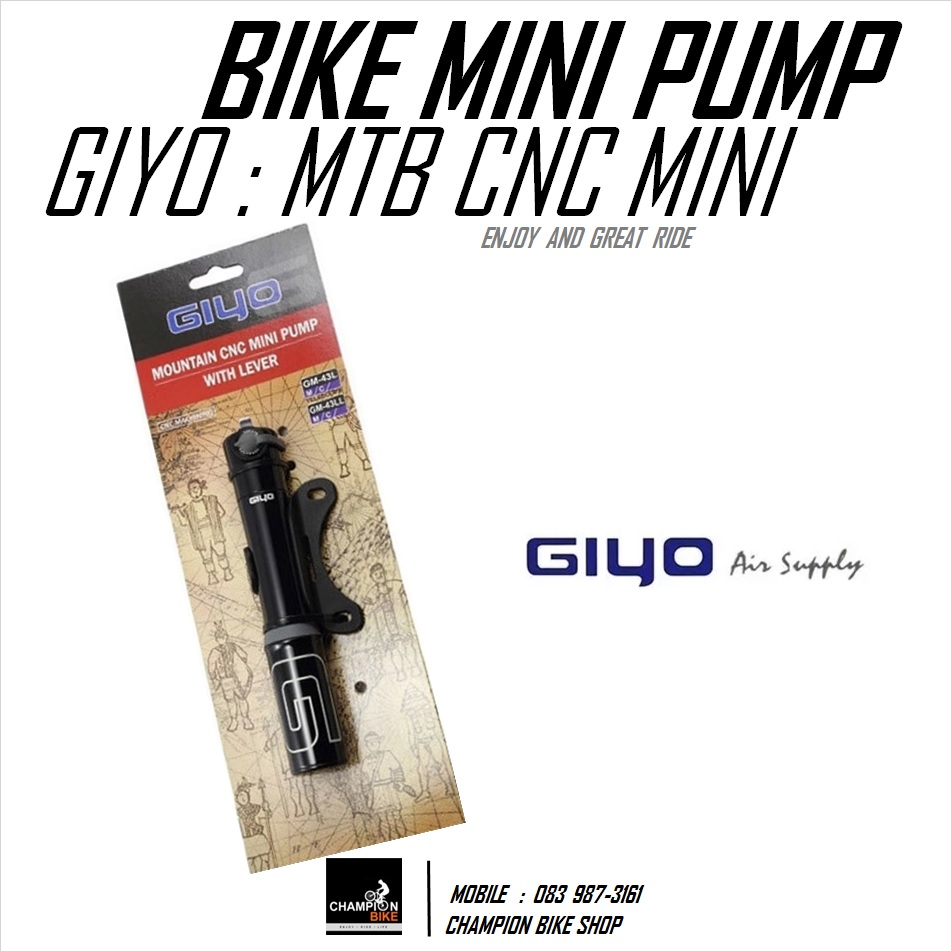 สูบมือ สูบลมจักรยาน GIYO : GM-34L BIKE MTB CNC MINI PUMP W/LEVER