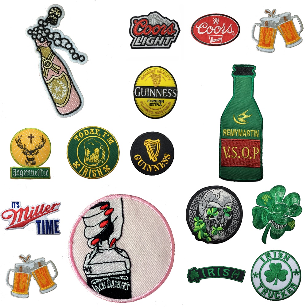 เครื่องดื่ม ปาร์ตี้ ตัวรีดติดเสื้อ อาร์มรีด อาร์มปัก ตกแต่งเสื้อผ้า หมวก กระเป๋า แจ๊คเก็ตยีนส์ Food, Drink Embroidered Iron on Patch