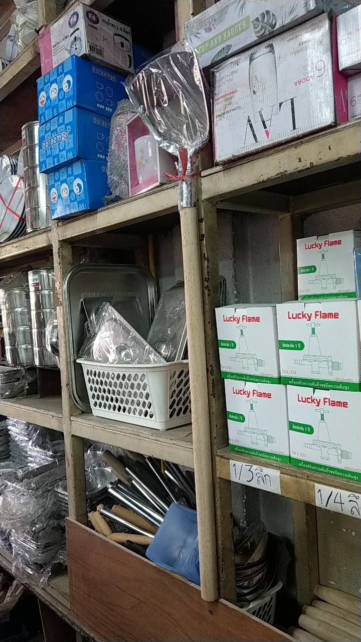 ตะหลิวสแตนเลส ด้ามไม้ 7 นิ้ว ด้ามต่อ ตราสมอ