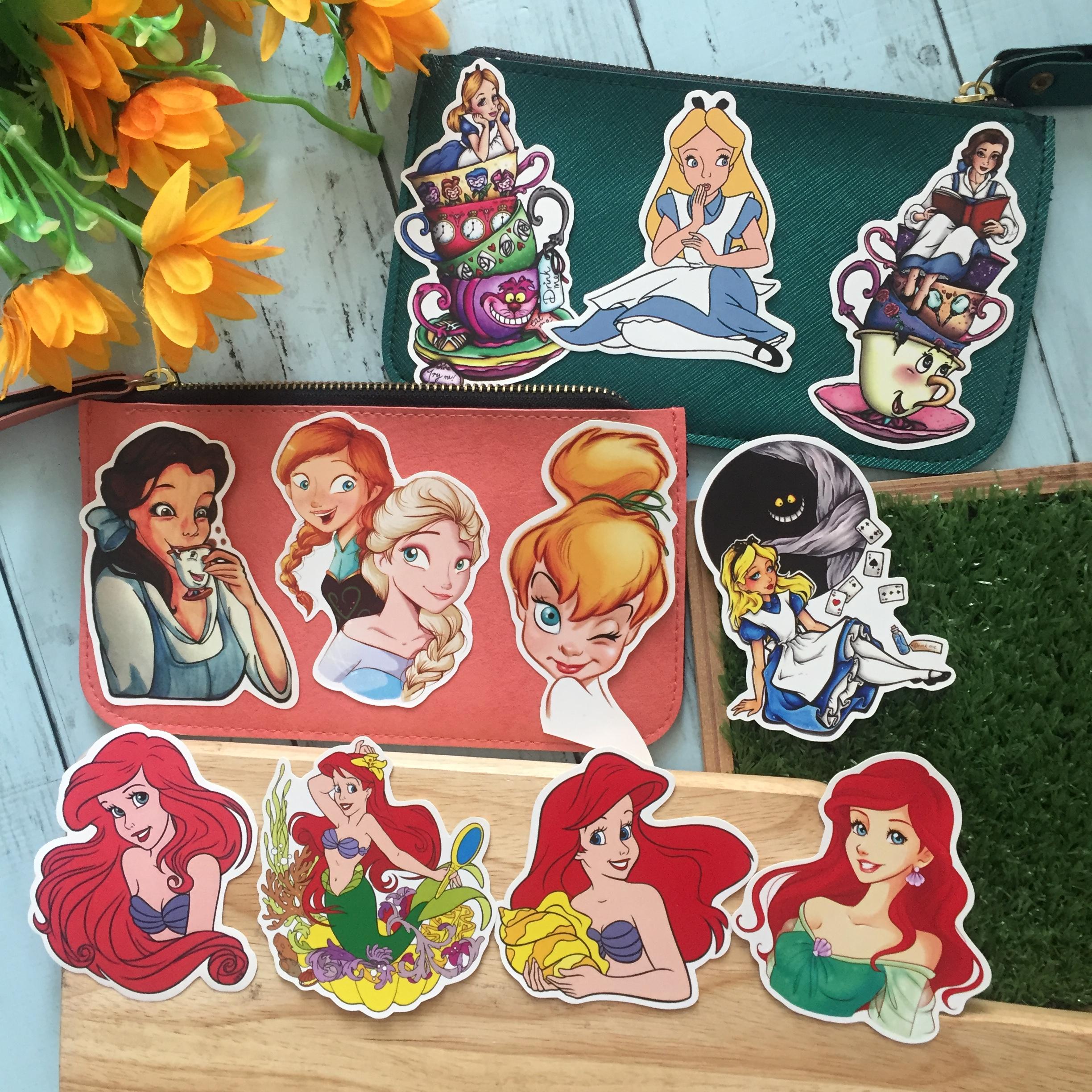 เจ้าหญิง สวยน่ารัก สติกเกอร์ เคลือบกันน้ำ ติดกระเป๋าเดินทาง มอเตอร์ไซด์ Laptop เคสโทรศัพท์ กระบอกน้ำ Waterproof Decal Sticker